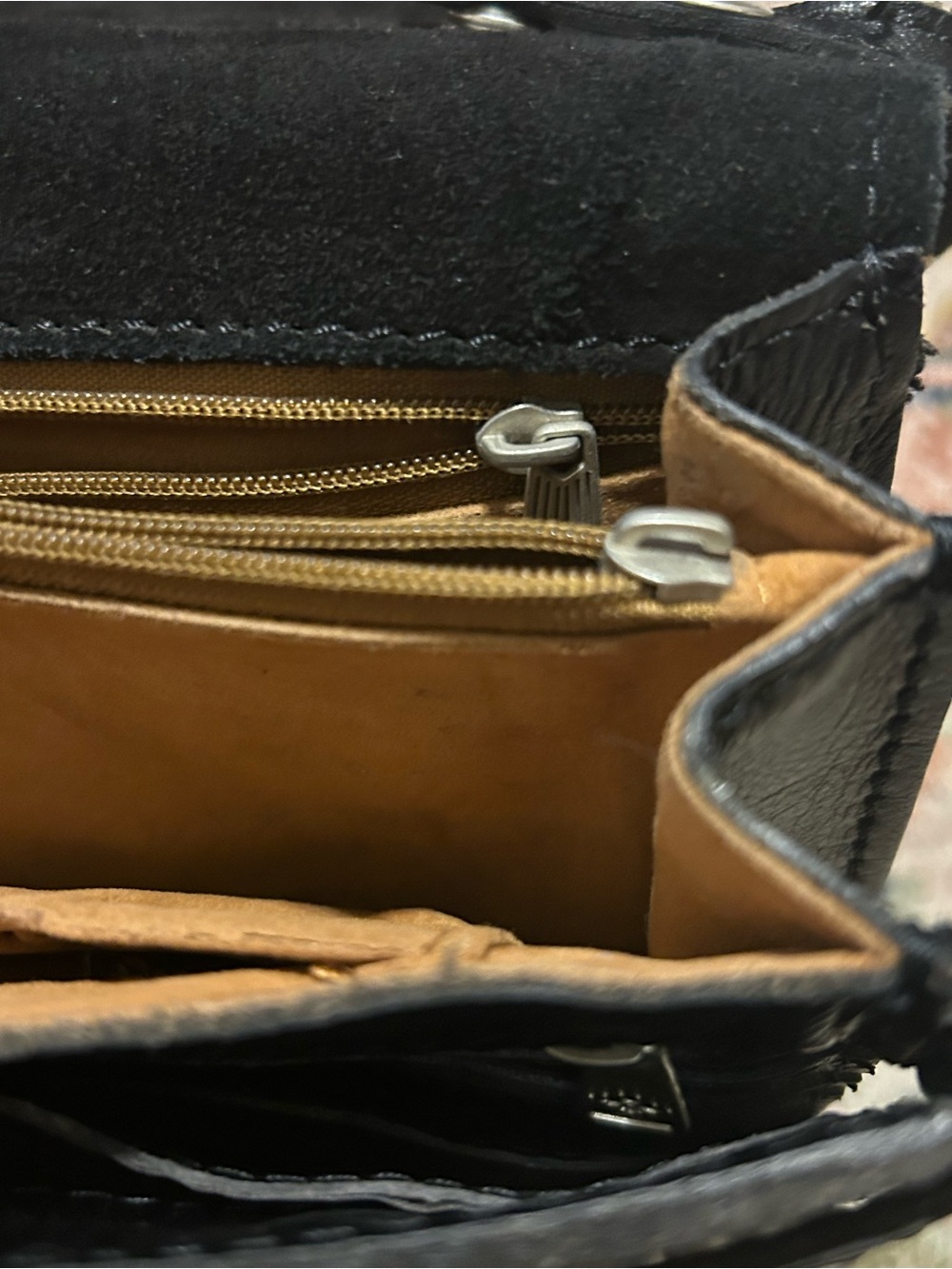 Patricia Nash Bianco black leather studded shoulder crossbody w built in wallet - Picture 12 of 15
